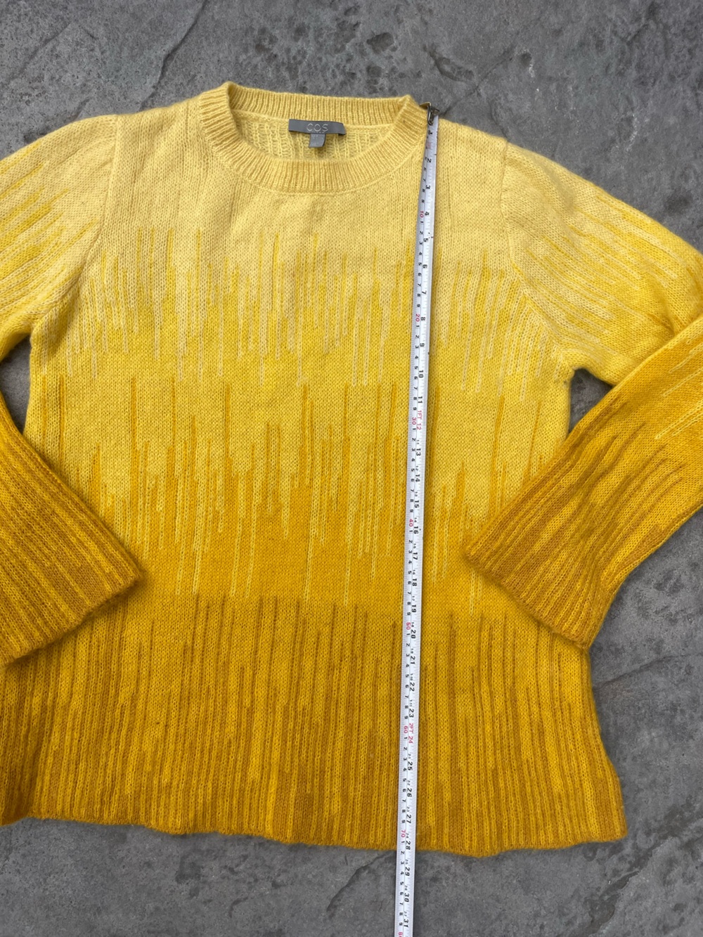 COS Yellow Gradient Mohair Wool Sweater Relaxed Knit - Picture 7 of 8